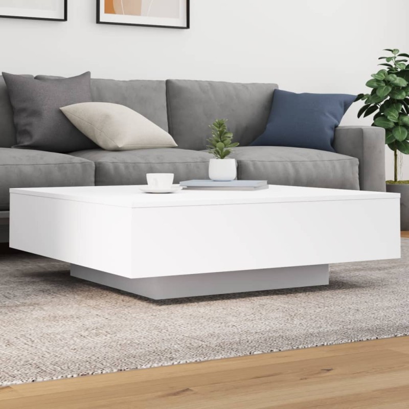 vidaXL Couchtisch mit LED-Leuchten Weiß 100x100x31 cm vidaXL Couchtisch mit LED-Leuchten Weiß 100x100x31 cm