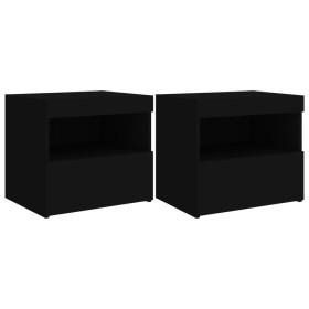 vidaXL Nachttische mit LED-Leuchten 2 Stk. Schwarz 50x40x45 cm