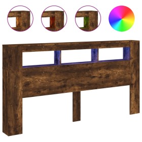vidaXL LED-Kopfteil Räuchereiche 200x18,5x103,5 cm Holzwerkstoff
