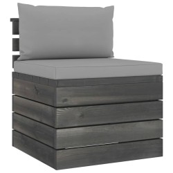 Garten-Paletten-Mittelsofa mit Kissen Kiefernholz
