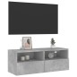 vidaXL TV-Wandschrank Betongrau 80x30x30 cm Holzwerkstoff vidaXL TV-Wandschrank Betongrau 80x30x30 cm Holzwerkstoff