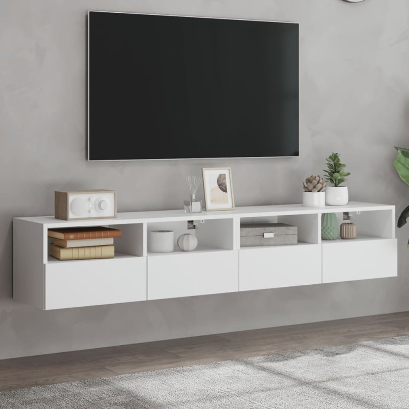 vidaXL TV-Wandschränke 2 Stk. Weiß 80x30x30 cm Holzwerkstoff vidaXL TV-Wandschränke 2 Stk. Weiß 80x30x30 cm Holzwerkstoff