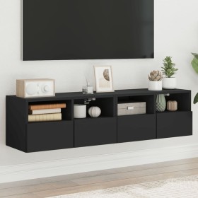 vidaXL TV-Wandschränke 2 Stk. Schwarz 60x30x30 cm Holzwerkstoff