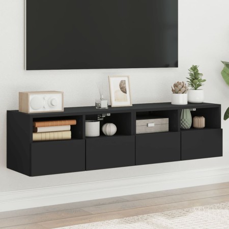 vidaXL TV-Wandschränke 2 Stk. Schwarz 60x30x30 cm Holzwerkstoff