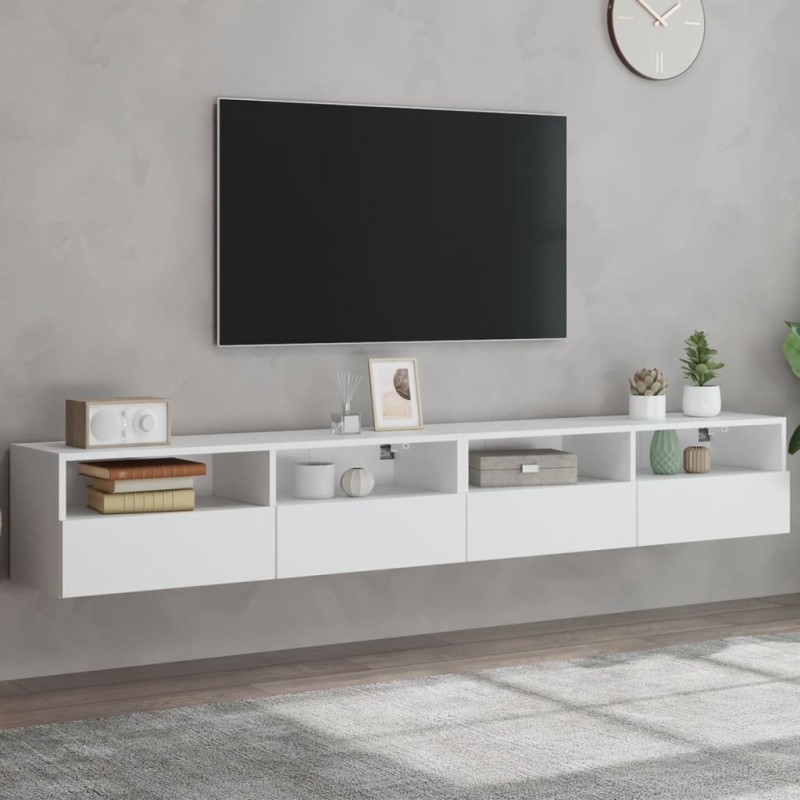 vidaXL TV-Wandschränke 2 Stk. Weiß 100x30x30 cm Holzwerkstoff vidaXL TV-Wandschränke 2 Stk. Weiß 100x30x30 cm Holzwerkstoff
