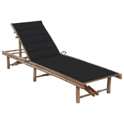 vidaXL Garten-Sonnenliege mit Auflage Bambus