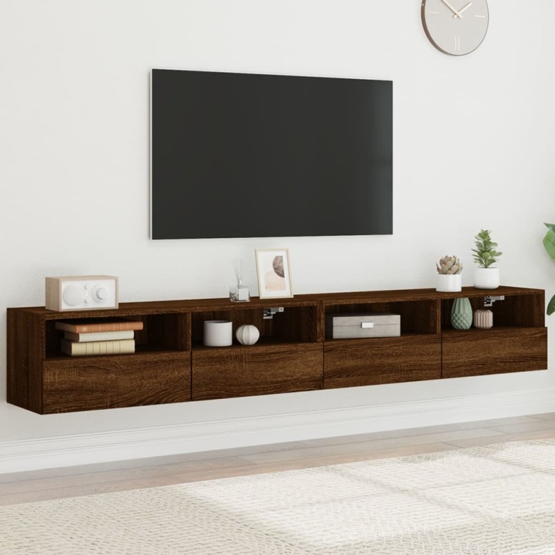 vidaXL TV-Wandschränke 2 Stk. Braun Eiche-Optik 100x30x30 cm vidaXL TV-Wandschränke 2 Stk. Braun Eiche-Optik 100x30x30 cm