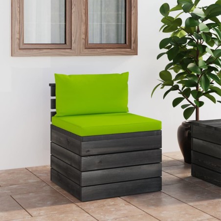Garten-Paletten-Mittelsofa mit Kissen Kiefernholz