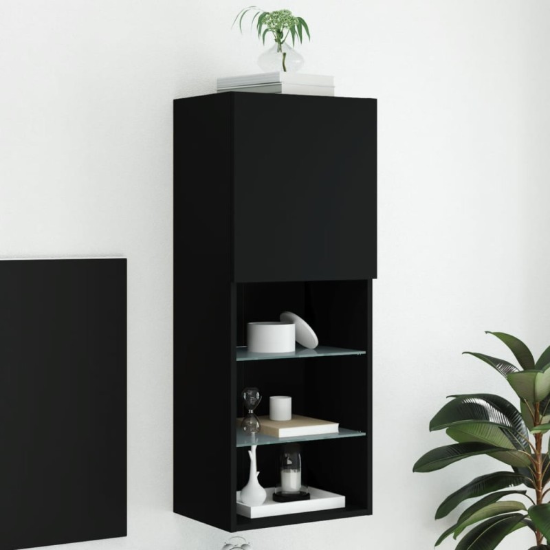 vidaXL TV-Schrank mit LED-Leuchten Schwarz 40,5x30x102 cm vidaXL TV-Schrank mit LED-Leuchten Schwarz 40,5x30x102 cm