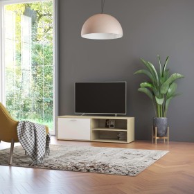 vidaXL TV-Schrank Weiß und Sonoma-Eiche 120x34x37 cm Holzwerkstoff