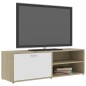vidaXL TV-Schrank Weiß und Sonoma-Eiche 120x34x37 cm Holzwerkstoff vidaXL TV-Schrank Weiß und Sonoma-Eiche 120x34x37 cm Holzwerkstoff
