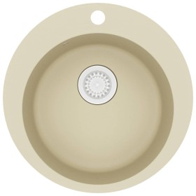 vidaXL Granitspüle Einzelbecken Rund Beige