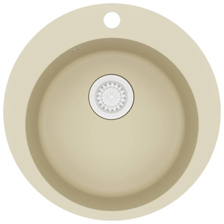 vidaXL Granitspüle Einzelbecken Rund Beige
