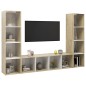 vidaXL TV-Schränke 3 Stk. Weiß Sonoma-Eiche 142,5x35x36,5cm vidaXL TV-Schränke 3 Stk. Weiß Sonoma-Eiche 142,5x35x36,5cm