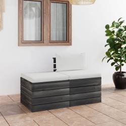 2-tlg. Garten-Sofagarnitur aus Paletten mit Kissen Kiefernholz