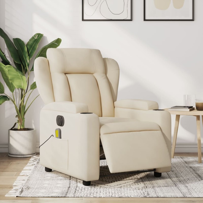 vidaXL Massagesessel Elektrisch Creme Stoff vidaXL Massagesessel Elektrisch Creme Stoff