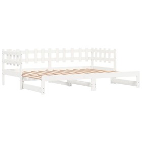 vidaXL Tagesbett Ausziehbar Weiß 2x(80x200) cm Massivholz Kiefer