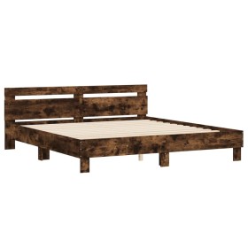vidaXL Bettgestell mit Kopfteil Räuchereiche 160x200 cm Holzwerkstoff