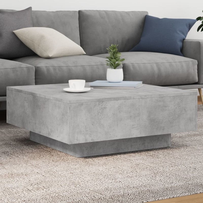 vidaXL Couchtisch mit LED-Leuchten Betongrau 80x80x31 cm vidaXL Couchtisch mit LED-Leuchten Betongrau 80x80x31 cm