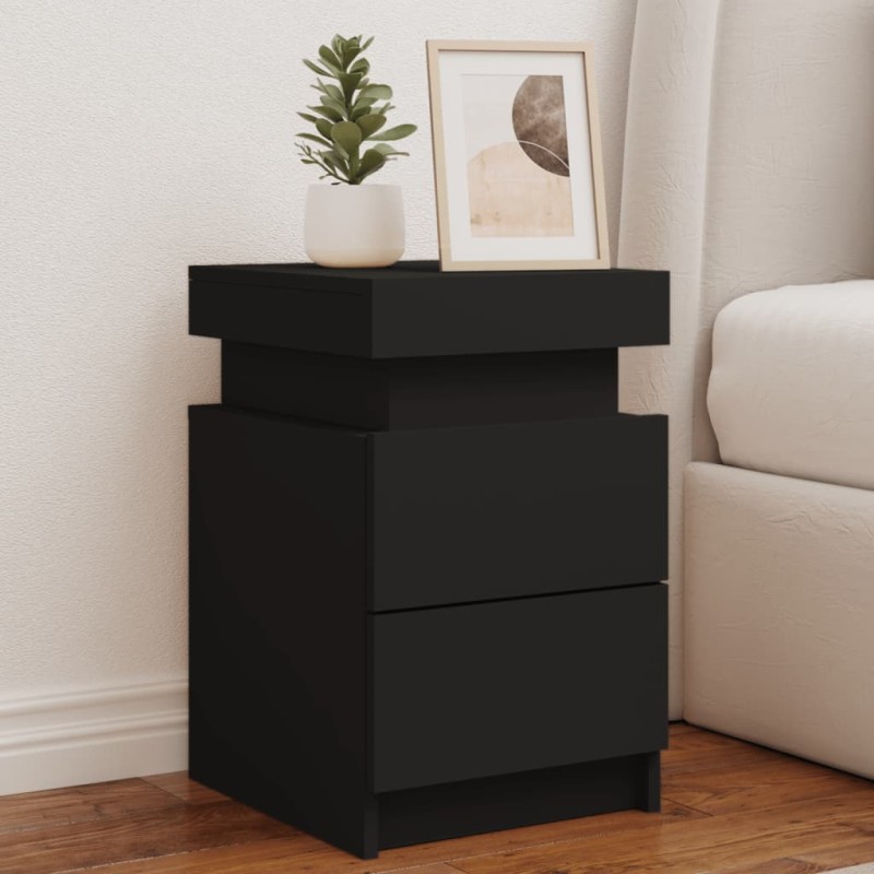 vidaXL Nachttische mit LED-Leuchten 2 Stk. Schwarz 35x39x55 cm vidaXL Nachttische mit LED-Leuchten 2 Stk. Schwarz 35x39x55 cm