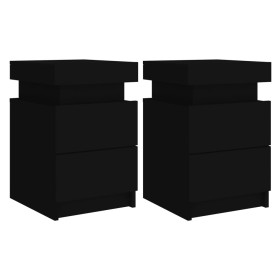 vidaXL Nachttische mit LED-Leuchten 2 Stk. Schwarz 35x39x55 cm