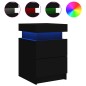vidaXL Nachttische mit LED-Leuchten 2 Stk. Schwarz 35x39x55 cm vidaXL Nachttische mit LED-Leuchten 2 Stk. Schwarz 35x39x55 cm