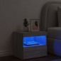 vidaXL Nachttisch mit LED-Leuchten Grau Sonoma 50x40x45 cm vidaXL Nachttisch mit LED-Leuchten Grau Sonoma 50x40x45 cm