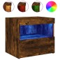 vidaXL Nachttisch mit LED-Leuchten Räuchereiche 50x40x45 cm vidaXL Nachttisch mit LED-Leuchten Räuchereiche 50x40x45 cm