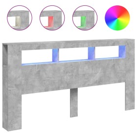 vidaXL LED-Kopfteil Betongrau 200x18,5x103,5 cm Holzwerkstoff