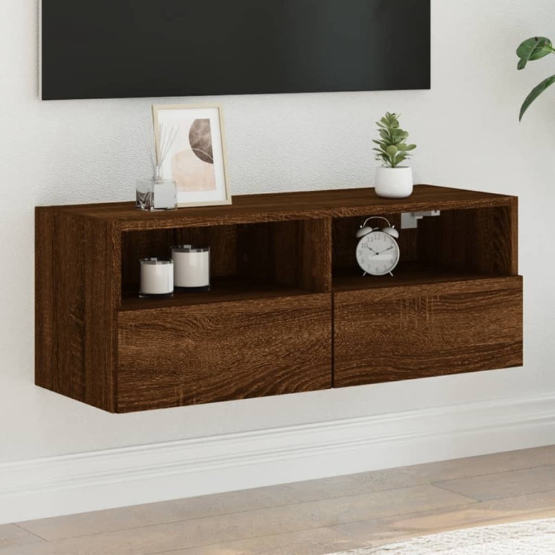 vidaXL TV-Wandschrank Braun Eiche-Optik 80x30x30 cm Holzwerkstoff vidaXL TV-Wandschrank Braun Eiche-Optik 80x30x30 cm Holzwerkstoff