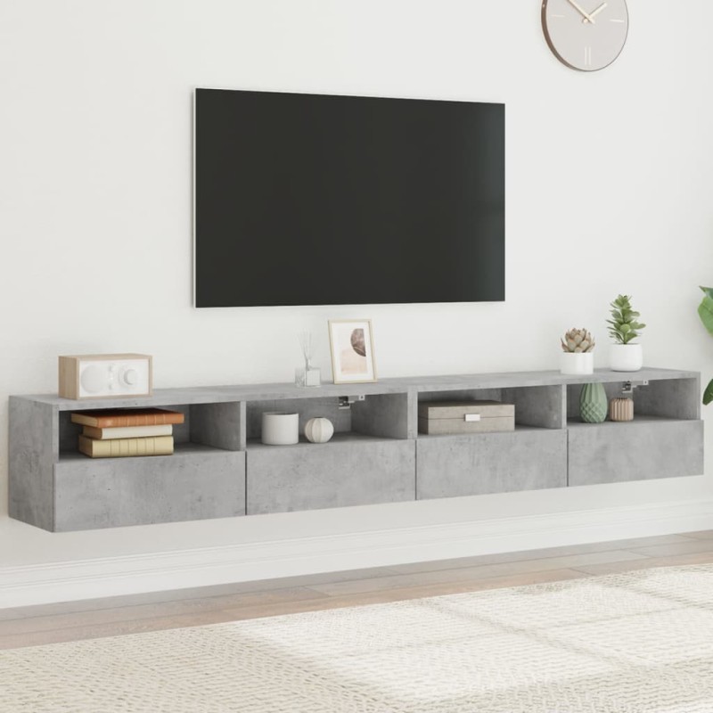 vidaXL TV-Wandschränke 2 Stk. Betongrau 100x30x30 cm Holzwerkstoff vidaXL TV-Wandschränke 2 Stk. Betongrau 100x30x30 cm Holzwerkstoff