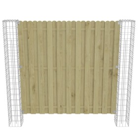 vidaXL Gartenzaun mit Gabionen-Pfosten Kiefernholz 180x180 cm