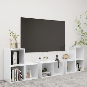 vidaXL 6-tlg. TV-Schrank-Set Weiß Holzwerkstoff