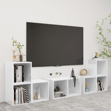 vidaXL 6-tlg. TV-Schrank-Set Weiß Holzwerkstoff