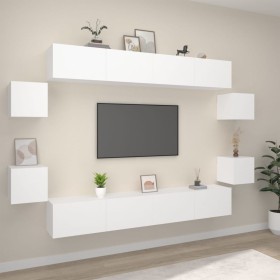 vidaXL 8-tlg. TV-Schrank-Set Weiß Holzwerkstoff