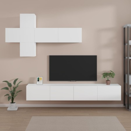 vidaXL 7-tlg. TV-Schrank-Set Weiß Holzwerkstoff