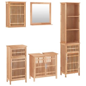 vidaXL 5-tlg. Badmöbel-Set Massivholz Nussbaum
