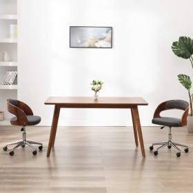 vidaXL Drehbarer Bürostuhl Grau Bugholz und Stoff