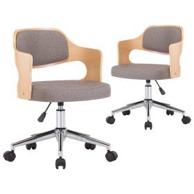 vidaXL Drehbare Esszimmerstühle 2 Stk. Taupe Bugholz und Stoff