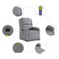 vidaXL Massagesessel Elektrisch Hellgrau Stoff vidaXL Massagesessel Elektrisch Hellgrau Stoff