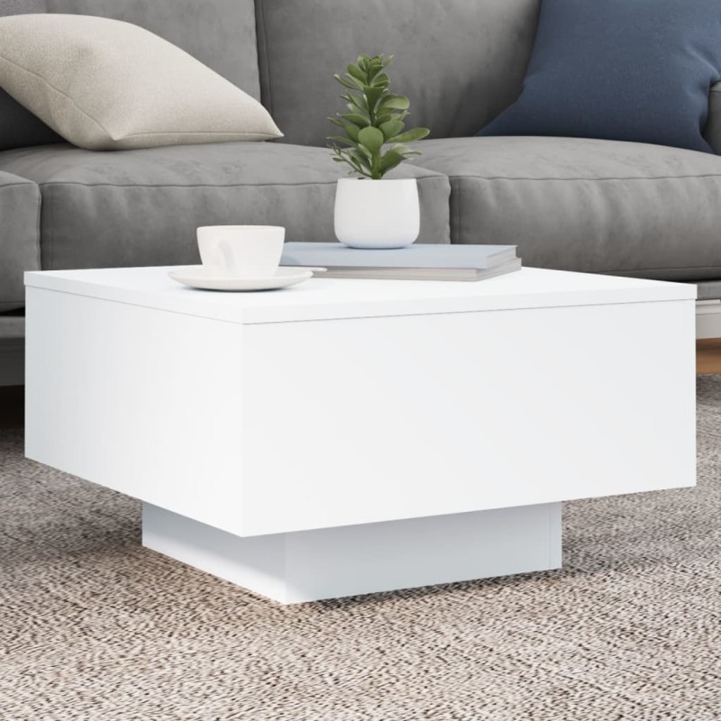 vidaXL Couchtisch mit LED-Leuchten Weiß 55x55x31 cm vidaXL Couchtisch mit LED-Leuchten Weiß 55x55x31 cm