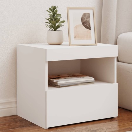 vidaXL Nachttisch mit LED-Leuchten Weiß 50x40x45 cm