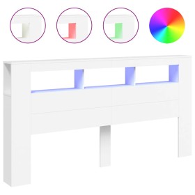 vidaXL LED-Kopfteil Weiß 200x18,5x103,5 cm Holzwerkstoff
