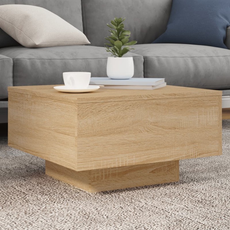 vidaXL Couchtisch mit LED-Leuchten Sonoma-Eiche 55x55x31 cm vidaXL Couchtisch mit LED-Leuchten Sonoma-Eiche 55x55x31 cm
