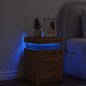 vidaXL Nachttisch mit LED-Leuchten Braun Eiche-Optik 35x39x55 cm vidaXL Nachttisch mit LED-Leuchten Braun Eiche-Optik 35x39x55 cm