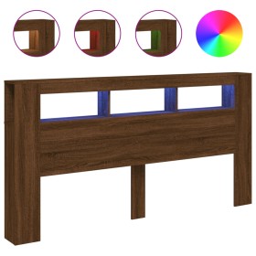 vidaXL LED-Kopfteil Braun Eichen-Optik 200x18,5x103,5 cm Holzwerkstoff