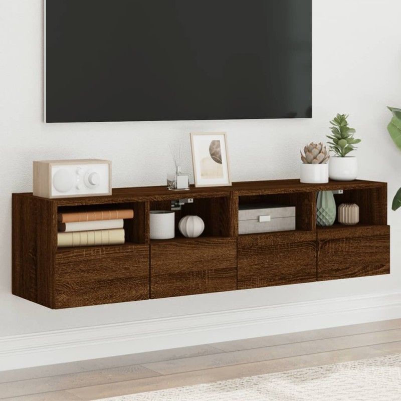 vidaXL TV-Wandschränke 2 Stk. Braun Eiche-Optik 60x30x30 cm vidaXL TV-Wandschränke 2 Stk. Braun Eiche-Optik 60x30x30 cm