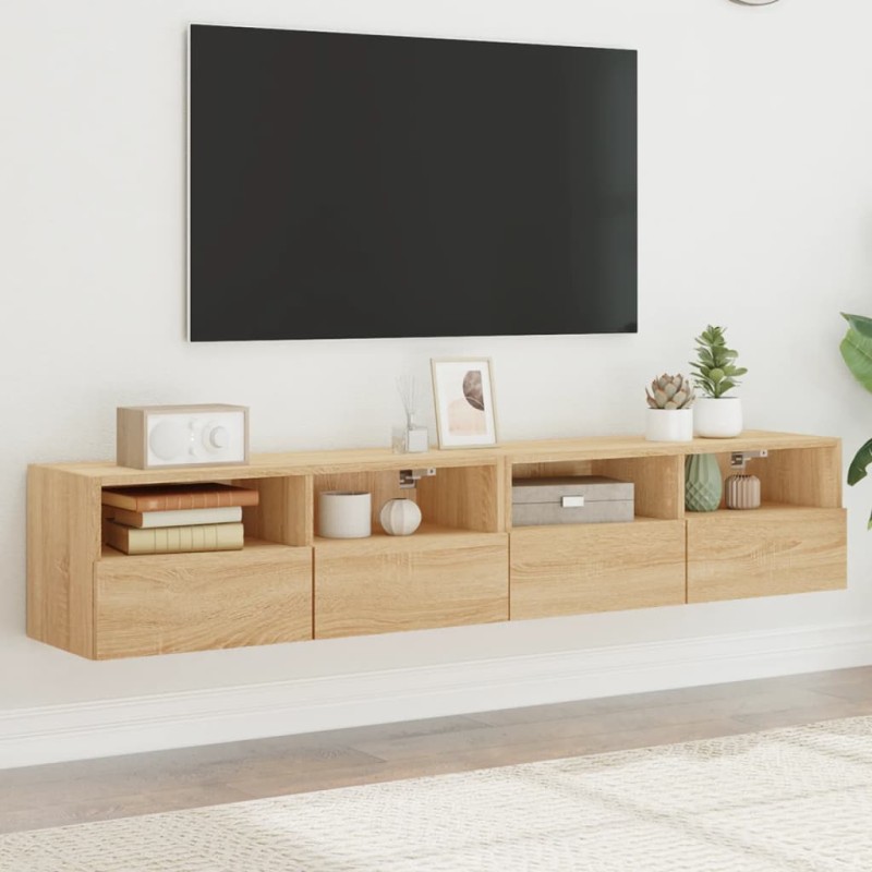 vidaXL TV-Wandschränke 2 Stk. Sonoma-Eiche 80x30x30 cm Holzwerkstoff vidaXL TV-Wandschränke 2 Stk. Sonoma-Eiche 80x30x30 cm Holzwerkstoff