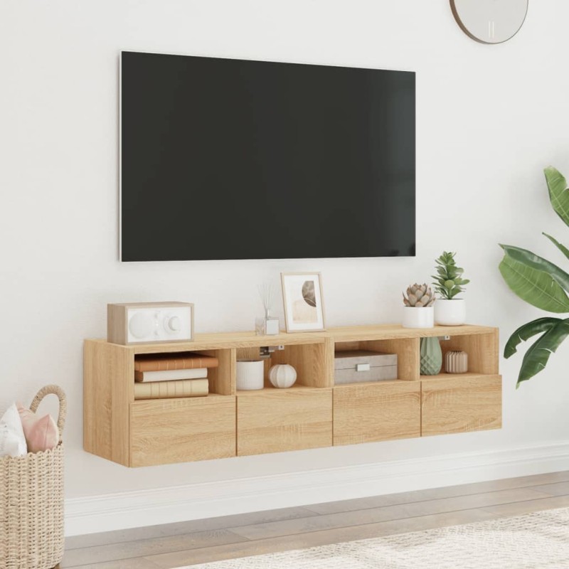 vidaXL TV-Wandschränke 2 Stk. Sonoma-Eiche 60x30x30 cm Holzwerkstoff vidaXL TV-Wandschränke 2 Stk. Sonoma-Eiche 60x30x30 cm Holzwerkstoff
