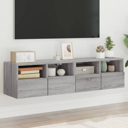 vidaXL TV-Wandschränke 2 Stk. Grau Sonoma 60x30x30 cm Holzwerkstoff
